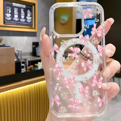 ✨🎀Transparent magnetisk telefonfodral med slöjnmönster📱