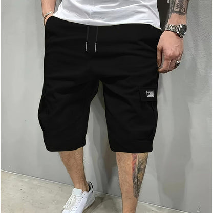 🩳 50% RABATT NU! 🛠️ Herr Casual Cargoshorts – Dragsko Midja, Multi-Fickor & Andningsbar – Lättvikt, Ovanför Knäet, Perfekt För Sommaren ☀️