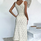 👗✨ 50% RABATT! | Elegant V-ringad Stickad Klänning – Hålmönster, Andningsbar & Figursydd!