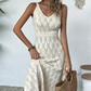 👗✨ 50% RABATT! | Elegant V-ringad Stickad Klänning – Hålmönster, Andningsbar & Figursydd!