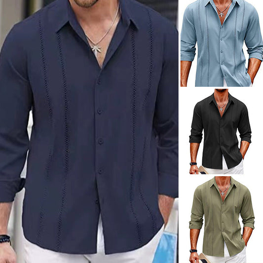 Enfärgad Långärmad Topp för Män – Klassisk Design, Mjuk & Andningsbar!