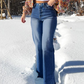 👖 50% RABATT! ✨Högmidjade Elastiska Raka Jeans – Premium Stretch & Tidlös Stil!💙
