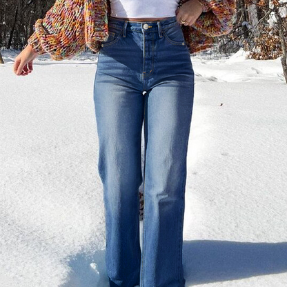 👖 50% RABATT! ✨Högmidjade Elastiska Raka Jeans – Premium Stretch & Tidlös Stil!💙