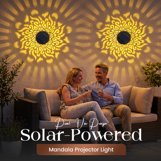 🌞 50% RABATT NU!🌙 Solcellsdriven Mandalalampa – Magisk Projektion & IP65 Vattentät – Trädgårdens Pärla 🌻