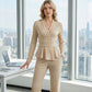 👗 50% RABATT! Nyhet 💫2-delat Set med Peplum-topp & Byxor – Korsad V-hals!