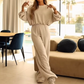 💕50% RABATT!💕2-delat Set – Kort Topp & Vida Byxor, Avslappnad Passform!