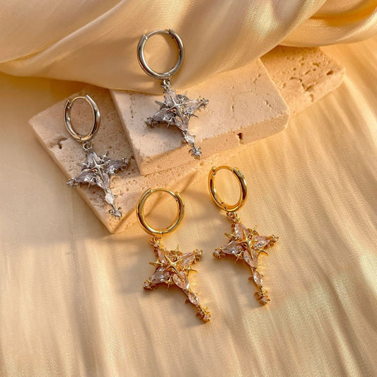 ✨ 50% RABATT 💫 | Glimmande Korshängen & Halsband – Zirkon & Stjärnkorsdesign