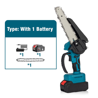 ⛓️ 50% RABATT NU! 🔋 6-tums Sladdlös Minikedjesåg med 2 Batterier – Kompakt, Kraftfull & Perfekt för Trädbeskärning – Enhansmanöver 🌲