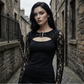 👚 50% RABATT 🖤 | Sexig Urringning Spetsärm Topp – Edgy Spänne & Stretchpassform