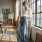 👖 50% RABATT 🌸 | Blommönstrade Jacquardjeans – Vida Ben & Hög Midja