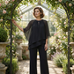 ✨ 50% RABATT 🌸 | Asymmetrisk Blus & Vida Byxor – Flödande Chiffong & Modern Silhuett