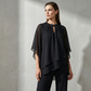✨ 50% RABATT 🌸 | Asymmetrisk Blus & Vida Byxor – Flödande Chiffong & Modern Silhuett