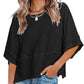 👚 50% RABATT NU! 👗 Damernas Enfärgad Löst Passande T-shirt med Vidärm – Stilren Design & Mjuk Tyg ✨