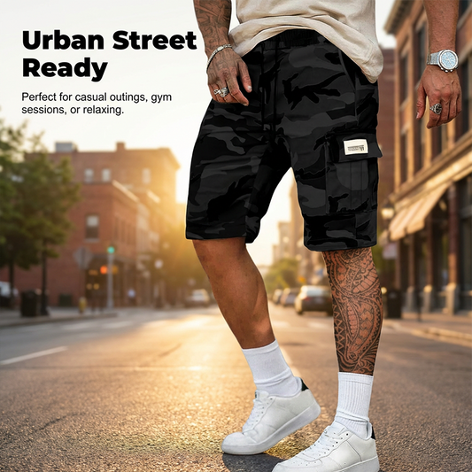 🩳 50% RABATT NU!🌿 Herr Taktiska Cargo Shorts – Flera Fickor & Lös Passform – Camo Streetwear 💪