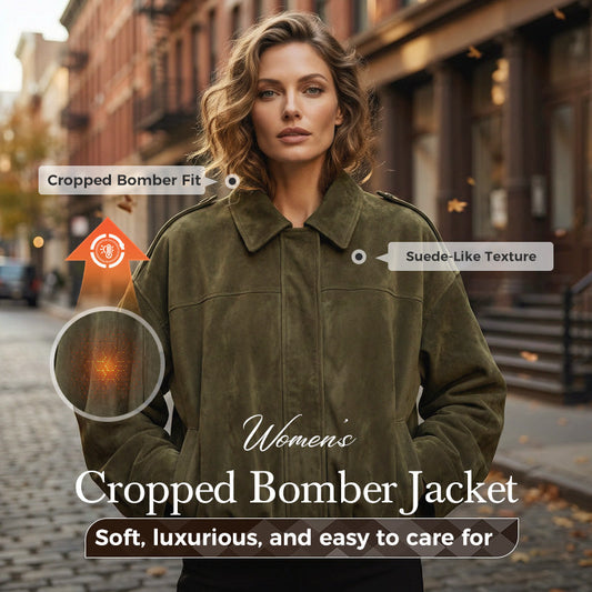 🧥 50% RABATT ✨ | Kort Bomberjacka i Mockaliknande Material – Mjukt Tyg & Modern Passform