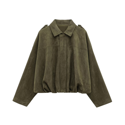 🧥 50% RABATT ✨ | Kort Bomberjacka i Mockaliknande Material – Mjukt Tyg & Modern Passform