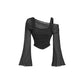 👗 50% RABATT ✨ | Off-shoulder-top i Rynkat Nät – Utsvängda Ärmar & Figursydd