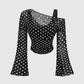 👗 50% RABATT ✨ | Off-shoulder-top i Rynkat Nät – Utsvängda Ärmar & Figursydd