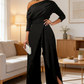 👗 50% RABATT ✨ | Elegant Jumpsuit med En Skulder – Vida Ben & Wrap-detalj