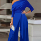 👗 50% RABATT ✨ | Elegant Jumpsuit med En Skulder – Vida Ben & Wrap-detalj