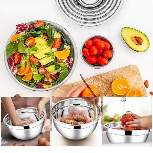 🥣 50 % RABATT NU! 🔪 6 skålar i rostfritt stål med 3 rivjärnstillbehör – olika storlekar, lufttäta lock och stapelbara ✨