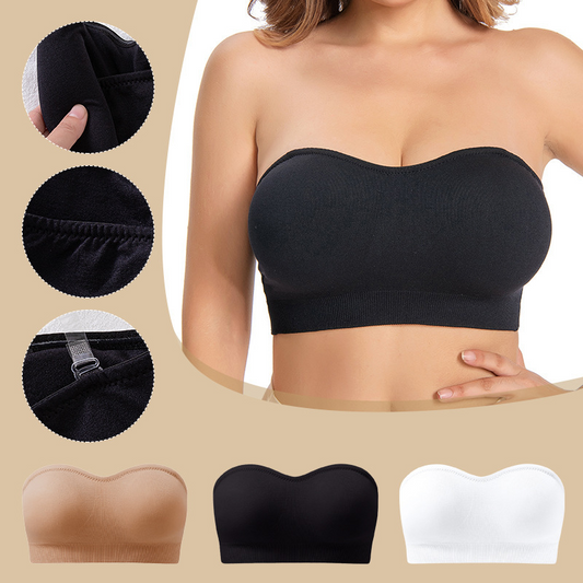 👙 50% RABATT ✨ | Trådlös Bandeau-BH – Avtagbara Axelband & Bygellös