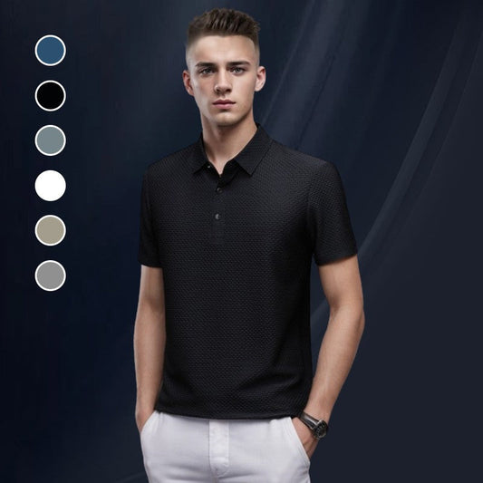 👔 60% RABATT ❄️ | Herr Is-Silke Polo-tröja – Andningsbar & Skrynkelfri för Sommar