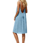 👗 50% RABATT NU! 🔥 Sexig Rygglös Cami Klänning med Justerbar Dragsko – Djup Rygglös, Flytande Avslappnad Passform & Premium Skrynkligt Tyg 🌊