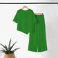 👗 50% RABATT! 🌸 Tvådelade Set för Kvinnor – Topp med Oregelbunden Fåll & Vida Byxor, Trendig Look & Perfekt För Varma Dagar 💃