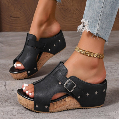 🌴 50% RABATT NU! 👡 Sandaler med Kilklack – Peep-Toe Design, Halksäkra Sulor & Lättviktskomfort ☀️