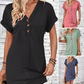 👗 50% RABATT NU! ✨ Enfärgad Knappklänning – V-ringning & Upprullade Ärmar – Tidlös Elegans för Alla Tillfällen 🌸