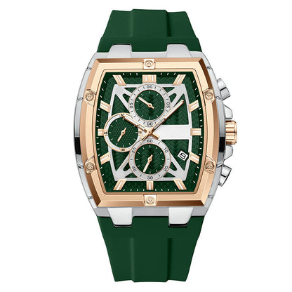⌚ 50% RABATT ✨ | Modern Tonneauformad Klocka – Kronograf & Silikonrem
