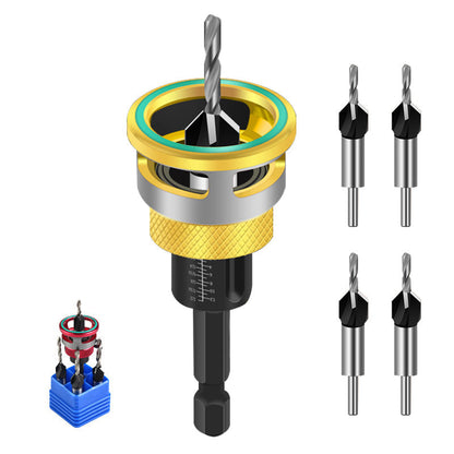 🔧 50% RABATT 🔩 | 4-delars Försänkningsborrsats – Djupstopp & Aluminiumlegering
