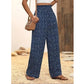 👖 50% RABATT NU! 🌸 Rynkade Högmidjeda Bredbyxor – Flödande Passform & Snyggt Blommönster ✨