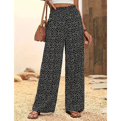 👖 50% RABATT NU! 🌸 Rynkade Högmidjeda Bredbyxor – Flödande Passform & Snyggt Blommönster ✨