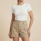 🩳 50% RABATT NU! 👖 Kvinnors Högmidjade Cargoshorts med Fickor – Smickrande Passform, Premiumblandning & Mångsidig Stil – Perfekt För Avslappnade Dagar 👜