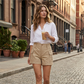 🩳 50% RABATT NU! 👖 Kvinnors Högmidjade Cargoshorts med Fickor – Smickrande Passform, Premiumblandning & Mångsidig Stil – Perfekt För Avslappnade Dagar 👜
