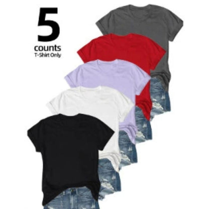 👕 50% RABATT 🌈 | 5-pack Enfärgade T-shirts – Premiumbomull & Tidlös Design✨