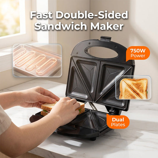 🍞 50% RABATT NU! 🍳 Elektrisk Smörgåsgrill med Non-stick-plattor – Snabb Dubbelsidig Värme – Perfekt för Snabb & God Frukost ☀️