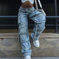 👖 50% RABATT 🖤 | Vintage-punkjeans för Dam – 13 Fickor & Rak Ben