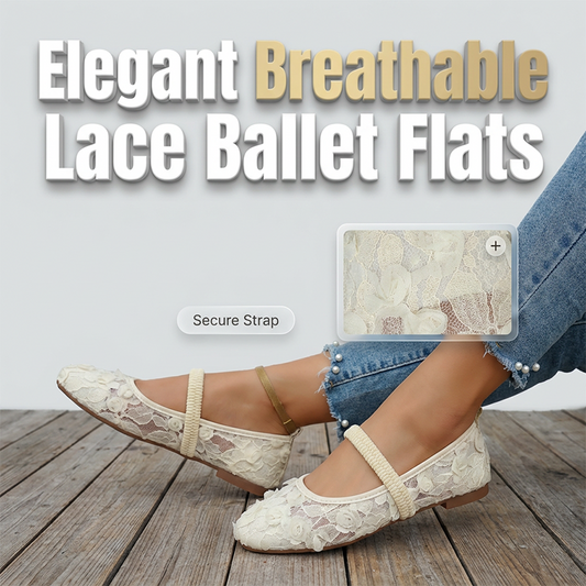 👡 50% RABATT 🌸 | Spetsbalettlägenheter – Fyrkantig Tå & Andningsbar Design