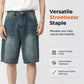 🩳 50% RABATT NU! 👖 Men's Vintage Relaxed Fit Denim Shorts – Premium Tvättad Denim, Djupa Fickor & Streetwear Stil ✨