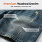 🩳 50% RABATT NU! 👖 Men's Vintage Relaxed Fit Denim Shorts – Premium Tvättad Denim, Djupa Fickor & Streetwear Stil ✨