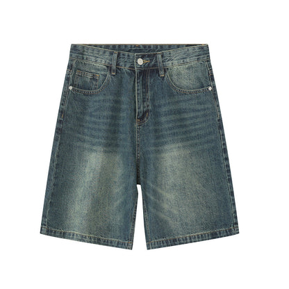 🩳 50% RABATT NU! 👖 Men's Vintage Relaxed Fit Denim Shorts – Premium Tvättad Denim, Djupa Fickor & Streetwear Stil ✨