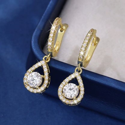 💎 60% RABATT NU! ✨ Eleganta Droppformade Hängande Hoopörhängen – Syntetisk Zirkon, Pavé-setting & Mångsidig Stil 🎀