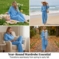 👗 50 % RABATT NU! ☀️ Elegant tvådelat set i linneimitation för dam – andas, avslappnad passform och justerbar midja 🌿