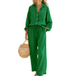 👗 50 % RABATT NU! ☀️ Elegant tvådelat set i linneimitation för dam – andas, avslappnad passform och justerbar midja 🌿