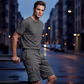 🩳 50 % RABATT NU! 🏕️ Casual cargoshorts för män med resår i midjan – flera fickor, slitstark polyester & knälång passform – perfekt för äventyr 🌿