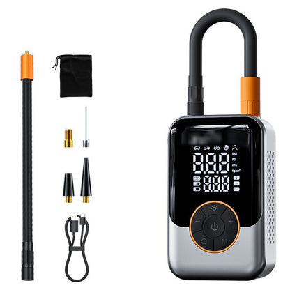 🔋 50 % RABATT NU! 💨 Däckpump – bärbar luftkompressor – smart auto-stop, trippelt kylsystem & LED-ljus – perfekt för bilresor och nödsituationer 🚗