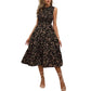 👗 50% RABATT NU! 🌸 Kvinnors Ärmlös Blommönstrad Casual Klänning – Smockad Liv, Flytande Lagerkjol & Mångsidig Midi-längd ✨